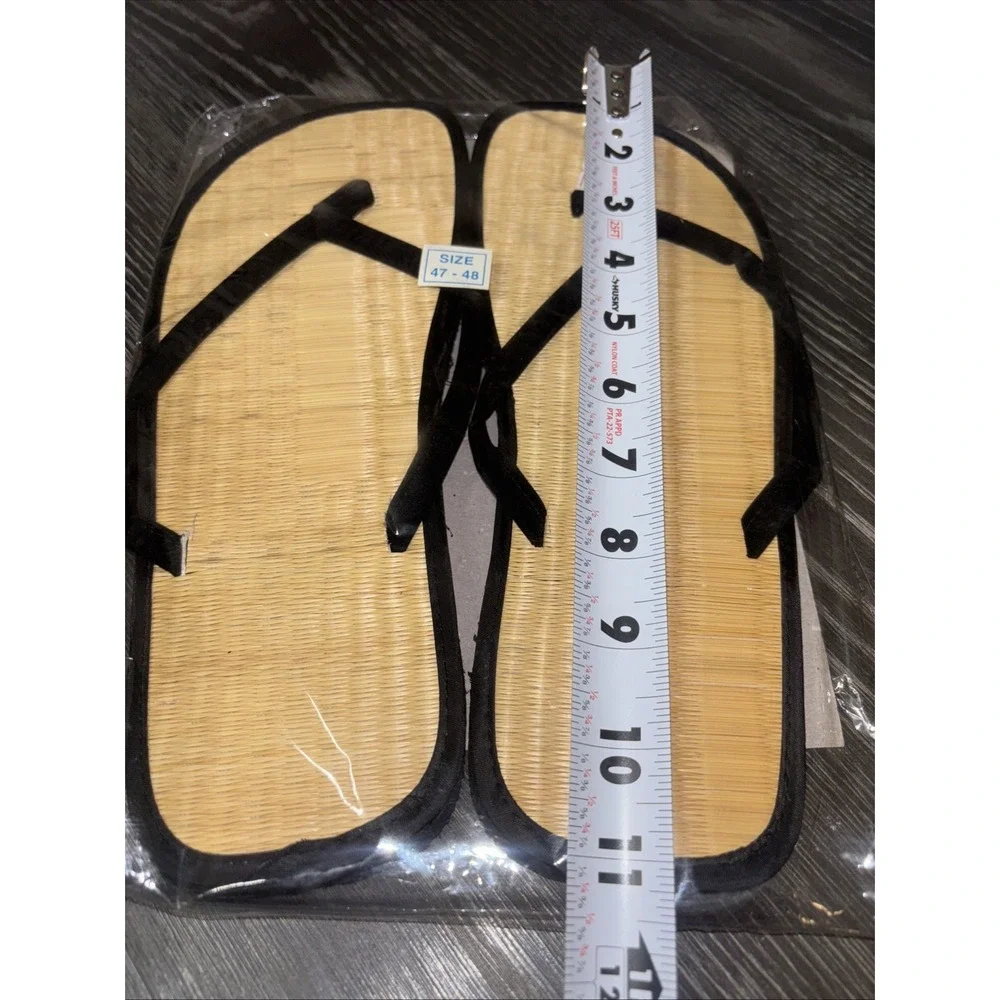 Bamboo Flip‎ Flop Simple Sandals-47/48 Black